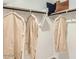 Walk in closet with clothing protectors hanging on the rod and decorative pillows on the top shelf at 25038 N 174Th Ln, Surprise, AZ 85387