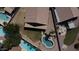 Aerial view of a backyard with a pool and a covered patio area at 635 S Lanus Dr, Gilbert, AZ 85296