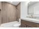 Bathroom featuring tub/shower, marble counters and tiled shower at 2250 E Deer Valley Rd # 96, Phoenix, AZ 85024