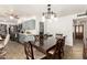 The dining room features space for six and provides open access to the kitchen at 6255 E Rose Circle Dr, Scottsdale, AZ 85251