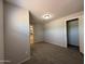 A neutral bedroom showcases carpet, gray walls and a ceiling light fixture at 2745 E Wood St, Phoenix, AZ 85040