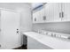 Functional laundry room with ample storage cabinets, a spacious folding area, and a modern washer and dryer at 4231 E Augusta Ave, Chandler, AZ 85249
