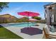 Stunning pool area with artificial turf and ample patio space perfect for entertaining or relaxing on sunny days at 4231 E Augusta Ave, Chandler, AZ 85249