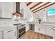 Kitchen featuring stainless steel appliances, white cabinets, and modern fixtures at 4601 E Carolina Dr, Phoenix, AZ 85032