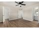 Bedroom featuring hardwood floors and a ceiling fan at 556 S Forest --, Mesa, AZ 85204
