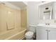 Cozy bathroom with a bathtub and shower combination, along with a vanity sink at 2117 W 2Nd St, Mesa, AZ 85201