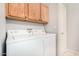 This laundry room features a washer, dryer, and storage cabinets at 2311 E Hartford Ave # 29, Phoenix, AZ 85022