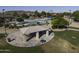 Aerial view of community picnic area including pool, volleyball court, Gathering gathering space, and landscaped green space at 2512 E Katrina Trl, Casa Grande, AZ 85194