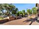 Beautiful backyard includes a brick paver patio, built-in barbeque, and playground at 6917 E Ingram Cir, Mesa, AZ 85207