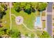 Overhead view of a community park with playground, pool, and walking paths at 931 S Racine Ln, Gilbert, AZ 85296