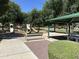 Outdoor playground with slides, climbing structures, bench seating, picnic tables, and green shelter at 15429 W Ventura St, Surprise, AZ 85379
