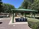 Outdoor playground with slides, climbing structures, picnic tables, green shelter and green bush at 15429 W Ventura St, Surprise, AZ 85379