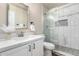 Bathroom featuring a new vanity and glass shower at 17649 N Vera Cruz Ave, Maricopa, AZ 85139