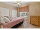 Relaxing bedroom featuring neutral paint colors, carpet, and natural light from the window at 20464 E Bronco Dr, Queen Creek, AZ 85142