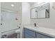 Modern bathroom with a shower, updated vanity, and neutral color scheme at 2625 E Indian School Rd # 343, Phoenix, AZ 85016