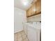 Functional laundry room with side-by-side washer/dryer, storage cabinets, and access to the exterior at 3011 W Salter Dr, Phoenix, AZ 85027
