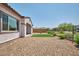 Charming backyard showcasing a cozy artificial turf area, bordered by lush plantings and a wrought-iron fence at 31570 N 123Rd Ln, Peoria, AZ 85383