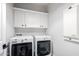 Laundry room features modern appliances and overhead cabinets at 4662 S Calico Rd, Gilbert, AZ 85297