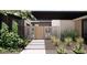 Striking front yard with contemporary design, featuring unique brickwork, desert plants, and modern pathway at 8618 E Irish Hunter Trl, Scottsdale, AZ 85258