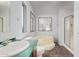 Bathroom showcasing soaking tub, separate shower, and functional layout at 544 S Crismon Rd, Mesa, AZ 85208