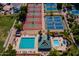 Bird's-eye view of the community's tennis and pool area, showcasing well-maintained facilities for active residents at 7531 W Kimberly Way, Glendale, AZ 85308