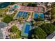 Aerial view featuring tennis courts of varying colors, offering residents ample space for sports and recreation at 7531 W Kimberly Way, Glendale, AZ 85308
