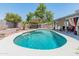 Beautiful backyard pool with lush greenery, creating a serene and private oasis for outdoor enjoyment at 14420 N 44Th Dr, Glendale, AZ 85306