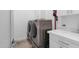 Functional laundry room featuring modern washer and dryer, and white cabinets at 1807 E Campbell Ave, Phoenix, AZ 85016