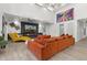 Bright and airy living room with modern decor, fireplace, high ceilings and clerestory windows at 1807 E Campbell Ave, Phoenix, AZ 85016