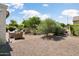 A backyard featuring desert landscaping, rock ground covering, and outdoor patio furniture for relaxing and entertaining at 26247 W Lone Cactus Dr, Buckeye, AZ 85396