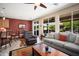 Bright living room with plush sofas, large windows, and views of the outdoor living area at 26247 W Lone Cactus Dr, Buckeye, AZ 85396