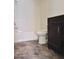 Renovated bathroom with a new vanity, granite counter and tiled shower at 30 E Brown Rd # 2113, Mesa, AZ 85201