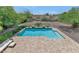 Backyard boasts pool, lush landscaping, and outdoor living space at 3611 E Ahwatukee Dr, Phoenix, AZ 85044