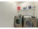 Bright laundry room features a modern Samsung washer and dryer with convenient shelving at 4807 W St Anne Ave, Laveen, AZ 85339
