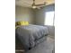 Bedroom featuring a bed with grey comforter, yellow pillows, and natural light from a window at 7227 E Northridge St, Mesa, AZ 85207