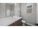 A modern bathroom shows a single sink vanity, with a shower and toilet at 15634 W Georgia Dr, Surprise, AZ 85379
