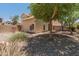 Exterior of home featuring backyard landscaping with mature trees at 1606 N Apache Dr, Chandler, AZ 85244