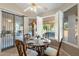 Cozy breakfast nook with a beautiful travertine table and views of the backyard at 19275 N 88Th Way, Scottsdale, AZ 85255