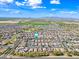 Panoramic aerial view of the residential neighborhood and lush landscape of the property's location at 25657 W Beth Dr, Buckeye, AZ 85326