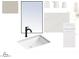 Image showcasing the bathroom material selections including tiles, mirror, counter tops, vanity, sink, and faucet at 1969 E Long Rifle Rd, Phoenix, AZ 85086