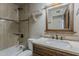 Bathroom featuring a shower/tub combo and vanity with a mirror at 2432 W Echo Ln, Phoenix, AZ 85021