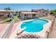 Backyard featuring a private in-ground pool, diving board, and surrounding fencing at 4414 S Ventura Dr, Tempe, AZ 85282