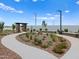 Landscaped park featuring a walkway, desert plants, and sitting areas at 5464 S 246Th Ln, Buckeye, AZ 85326