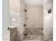 Updated bathroom with modern vanity, shower with pebble floor and built in seat at 725 S Power Rd # 101, Mesa, AZ 85206