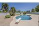 Backyard pool with diving board, lush greenery, and desert landscaping for outdoor enjoyment at 1444 E Boston St, Chandler, AZ 85225