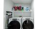 Laundry area with modern washer and dryer units and a storage shelf at 20660 N 40Th St # 2124, Phoenix, AZ 85050