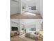 A staged bedroom showing the closet with mirror, large window, and neutral tones on the walls and flooring at 6935 W Monte Lindo St, Glendale, AZ 85310