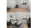 Before and After of a bedroom with a new bed, rug, side table, and decor staged into the virtually empty room at 6935 W Monte Lindo St, Glendale, AZ 85310