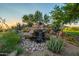 Beautiful water feature with natural stone and lush greenery, enhancing the outdoor ambiance at 7152 E Night Glow Cir, Scottsdale, AZ 85266