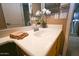 Well-lit bathroom featuring a stylish sink with modern fixtures, creating a clean and inviting space at 10136 E Isleta Ave, Mesa, AZ 85209